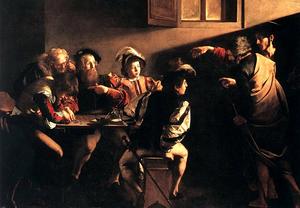 Caravaggio (Michelangelo Merisi) - The Calling Of Saint Matthew - (own a famous paintings reproduction)