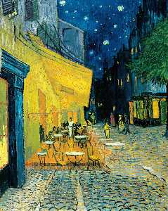 Vincent Van Gogh - Cafe Terrace on the Place du Forum, Arles, at Night - (buy paintings reproductions)
