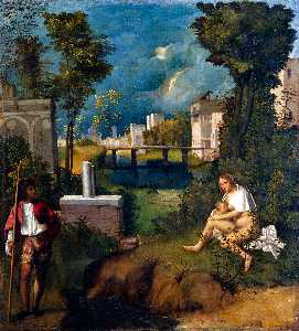 Giorgione (Giorgio Barbarelli Da Castelfranco) - The Tempest - (own a famous paintings reproduction)