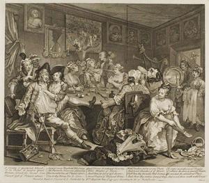 William Hogarth - Plate three, from A Rake's Progress - (buy paintings reproductions)