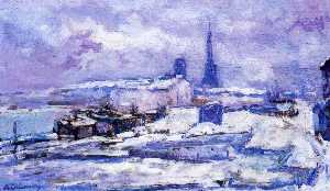 Albert-Charles Lebourg (Albert-Marie Lebourg) - Rouen, Snow Effect - (Buy fine Art Reproductions)