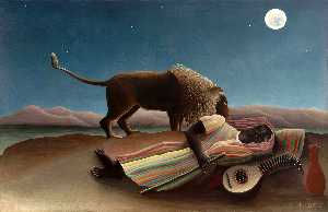 Henri Julien Félix Rousseau (Le Douanier) - Sleeping Gypsy - (own a famous paintings reproduction)