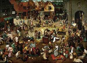 Pieter Bruegel The Younger - The Battle between Lent and Carnival - (buy famous paintings)
