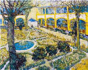 Vincent Van Gogh - The Courtyard of the Hospital at Arles - (own a famous paintings reproduction)