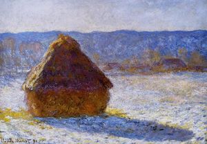 Claude Monet - Grainstack in the Morning, Snow Effect - (buy famous paintings)