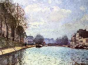 Alfred Sisley - The Saint Martin Canal in Paris - (own a famous paintings reproduction)