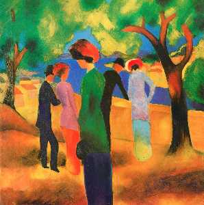 August Macke - Woman in a Green Jacket - (Buy fine Art Reproductions)