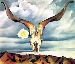 Georgia Totto O'keeffe - Ram's Head, White Hollyhock-Hills