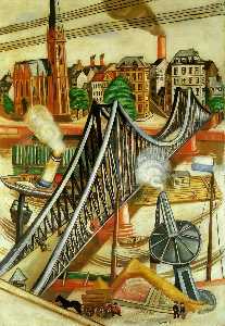 Max Beckmann - The Iron Bridge (View of Frankfurt) - (buy paintings reproductions)