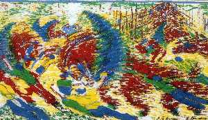Umberto Boccioni - The City Rises - (own a famous paintings reproduction)