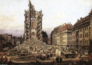 Bernardo Bellotto - The Ruins of the Old Kreuzkirche in Dresden - (buy paintings reproductions)