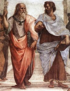 Raphael (Raffaello Sanzio Da Urbino) - The School of Athens (detail 1) (Stanza della Segnatura) - (buy oil painting reproductions)